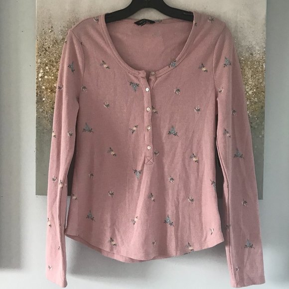 Lucky Brand Tops - Lucky Brand Pink Floral Henley (NWT)